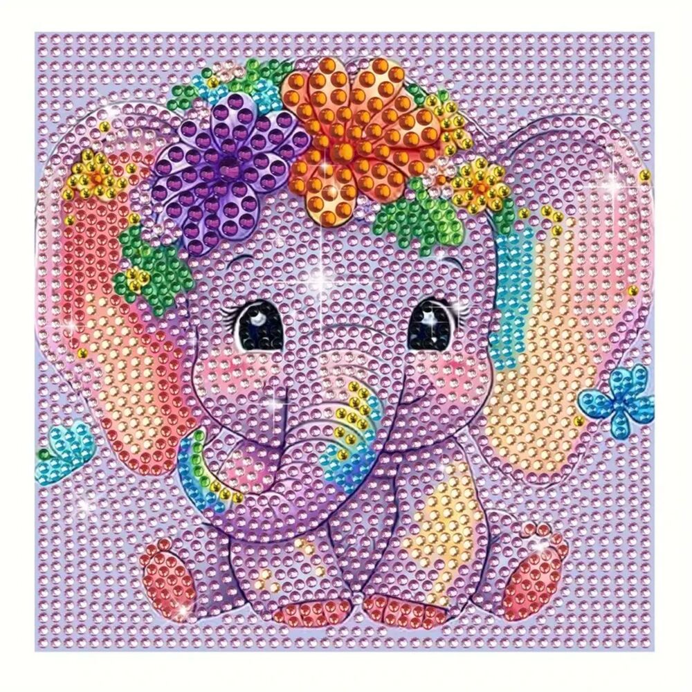 5D Diamond Painting Kit Baby Elephant Mosaic Art, Full Drill for Beginners 7"x7"